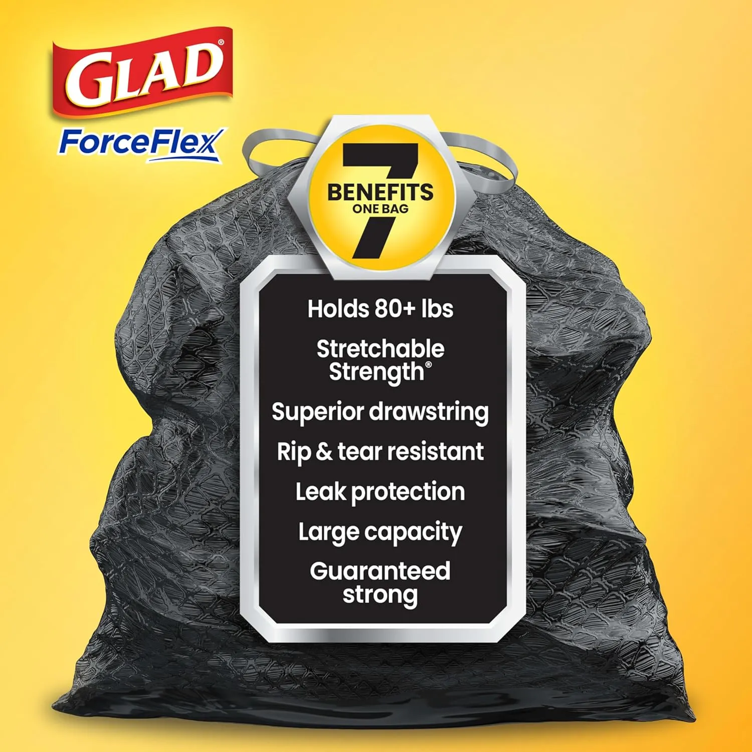 Glad ForceFlex Drawstring Large Trash Bags, 30 Gal, Pine-Sol Original Scent, 50 Ct, Pack May Vary