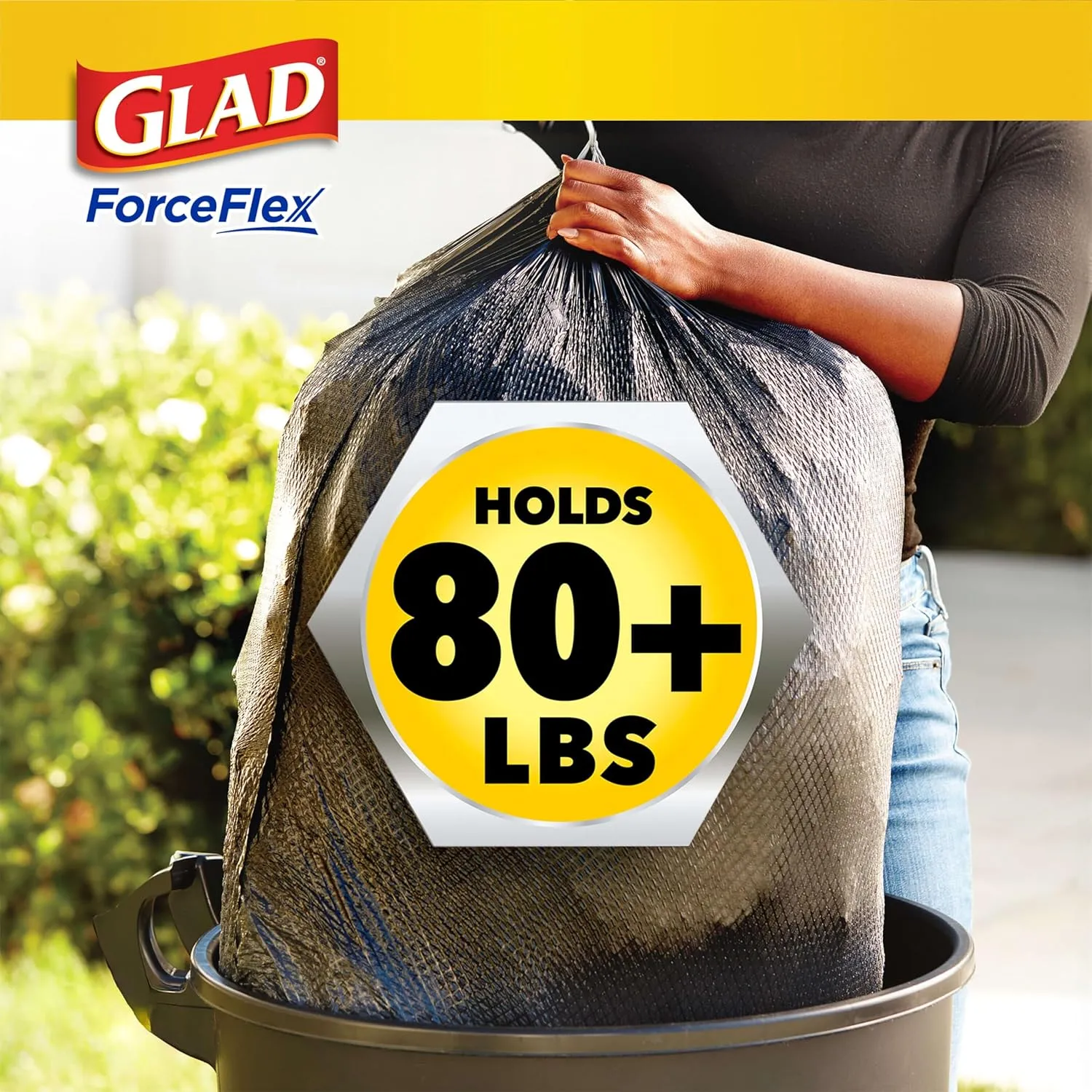Glad ForceFlex Drawstring Large Trash Bags, 30 Gal, Pine-Sol Original Scent, 50 Ct, Pack May Vary