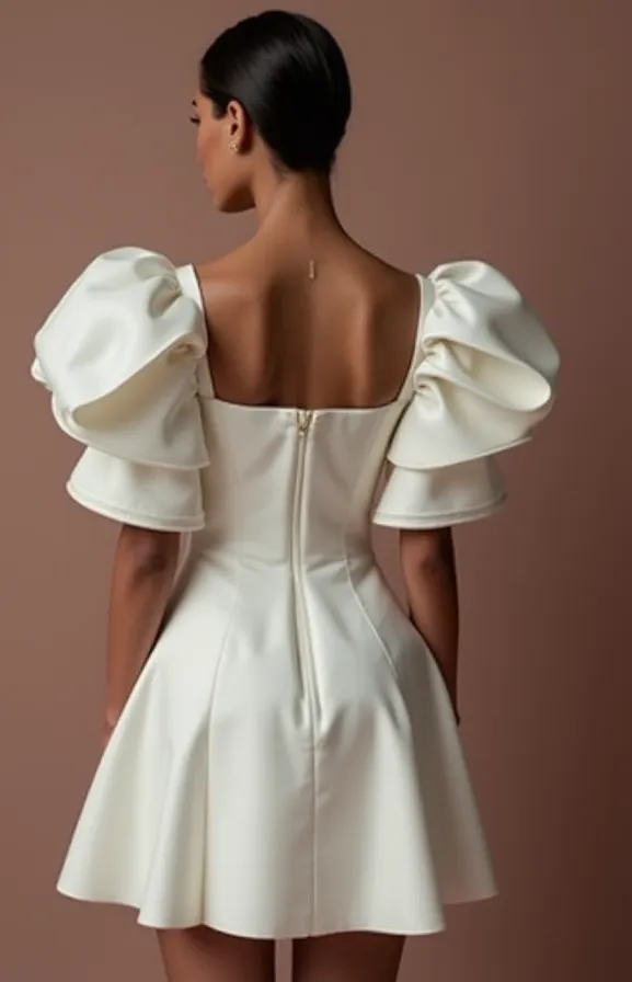 Glamorous White Mini Short Wedding Dress with Beaded Bodice for a Sparkling Wedding Style