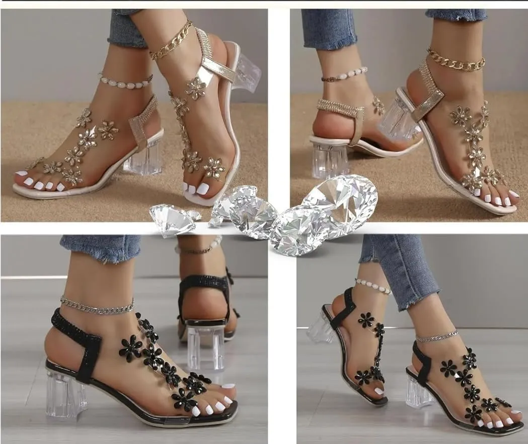 Glitter Butterfly Embellished Open Toe Sandals,Women's Chic Elegant Butterfly Pearl Slip-On Wedge Sandals Ankle Strap Wide Walking Shoes