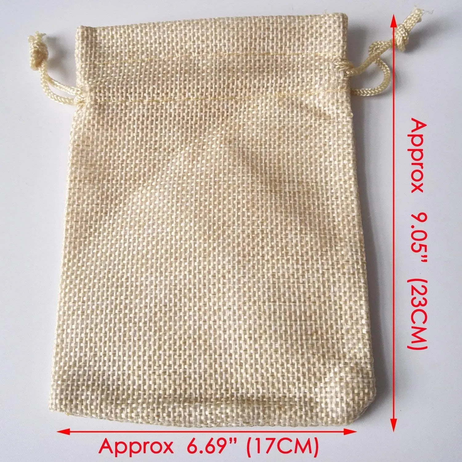 Gold Fortune 50-Pack Cream Burlap Gift Bags with Drawstring - Adjustable Reusable Jewelry Pouches for Christmas, Holiday Wedding, Birthday Party Favors - 7x9 Inches Eco-Friendly Treat Bags (50 Count)