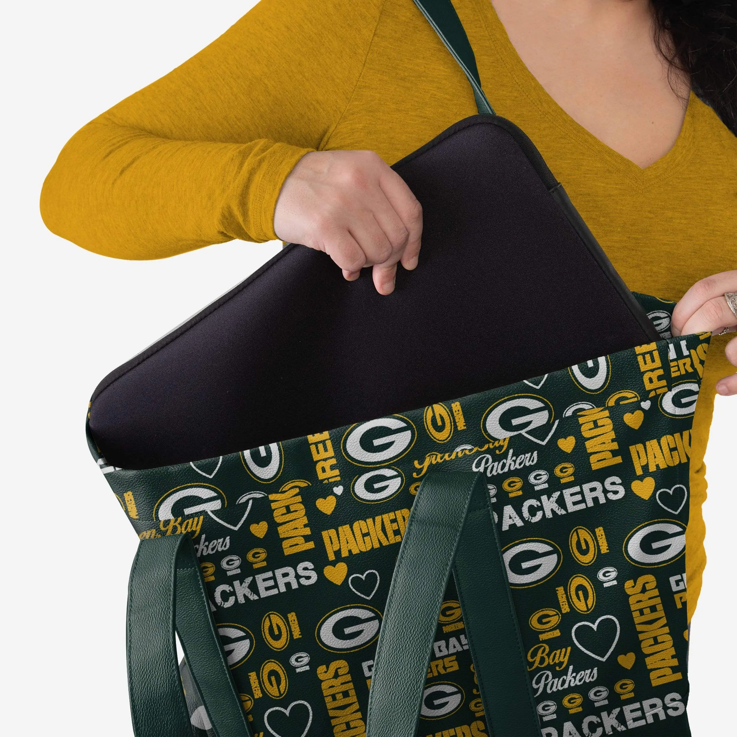 Green Bay Packers Logo Love Tote Bag