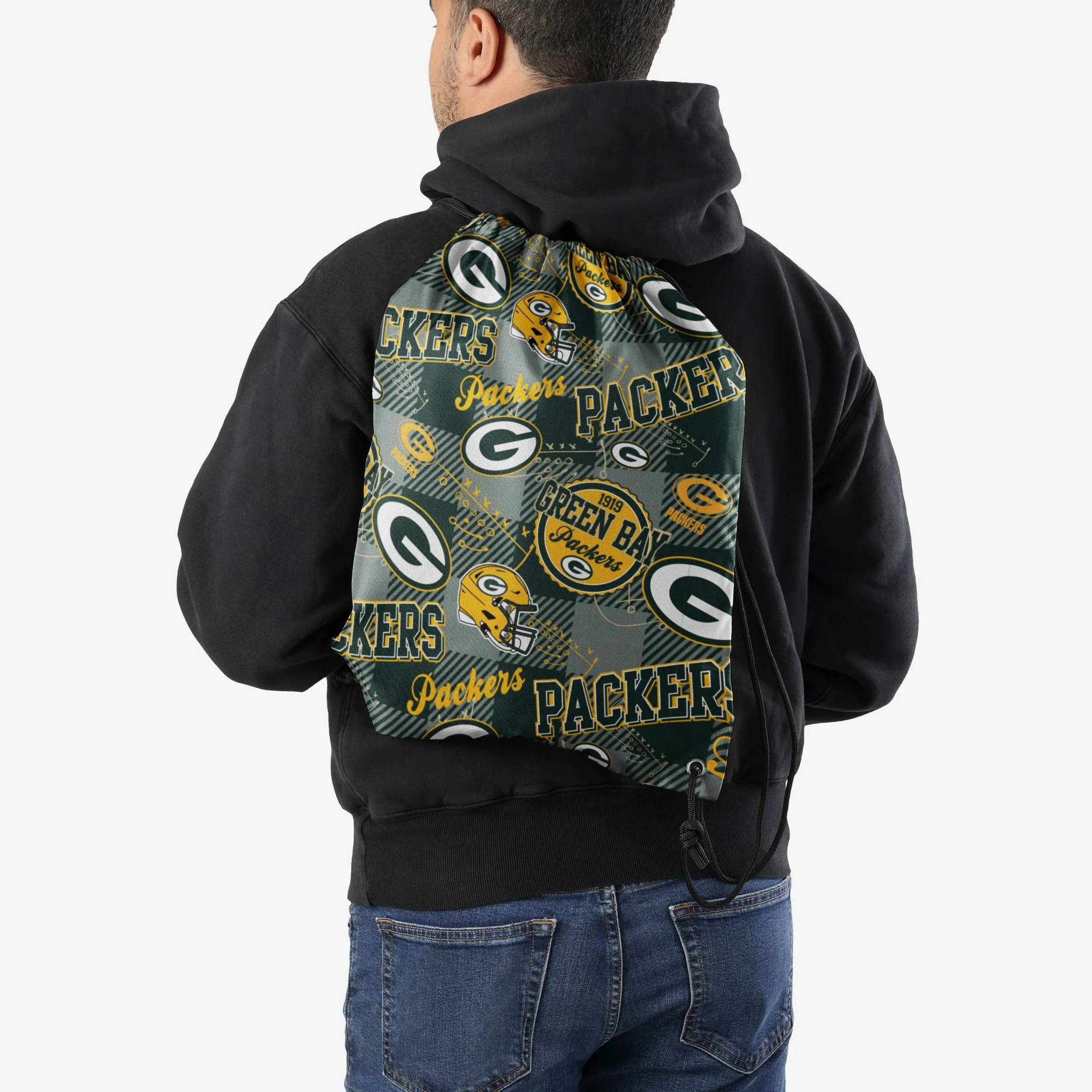 Green Bay Packers Thematic Repeat Print Drawstring Backpack