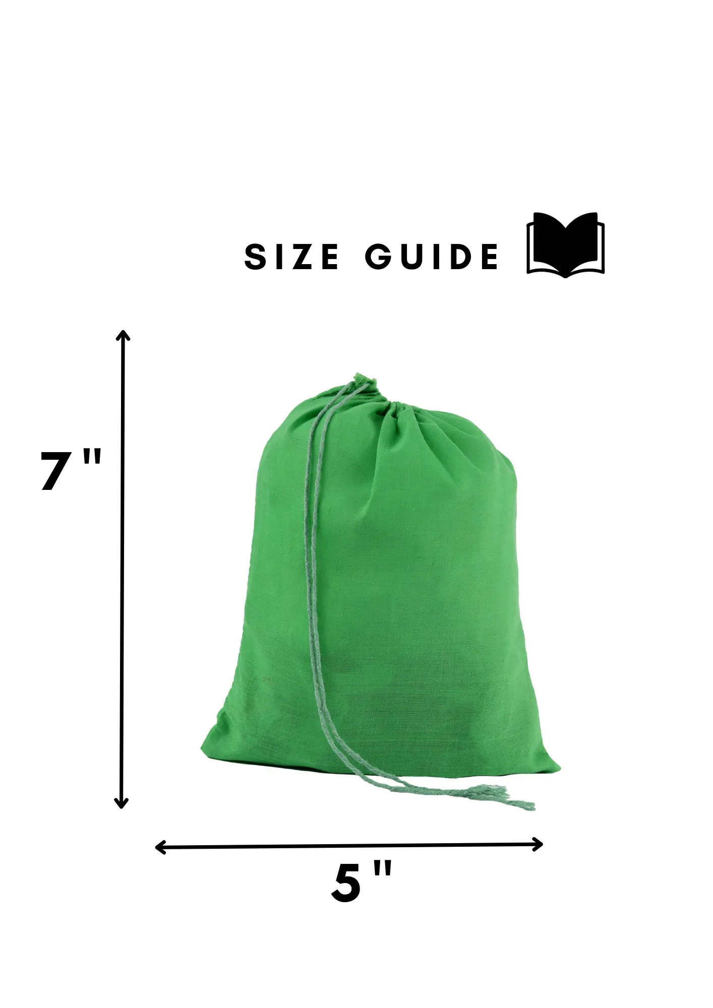 Green Cotton Single Drawstring Pouch for everyday use