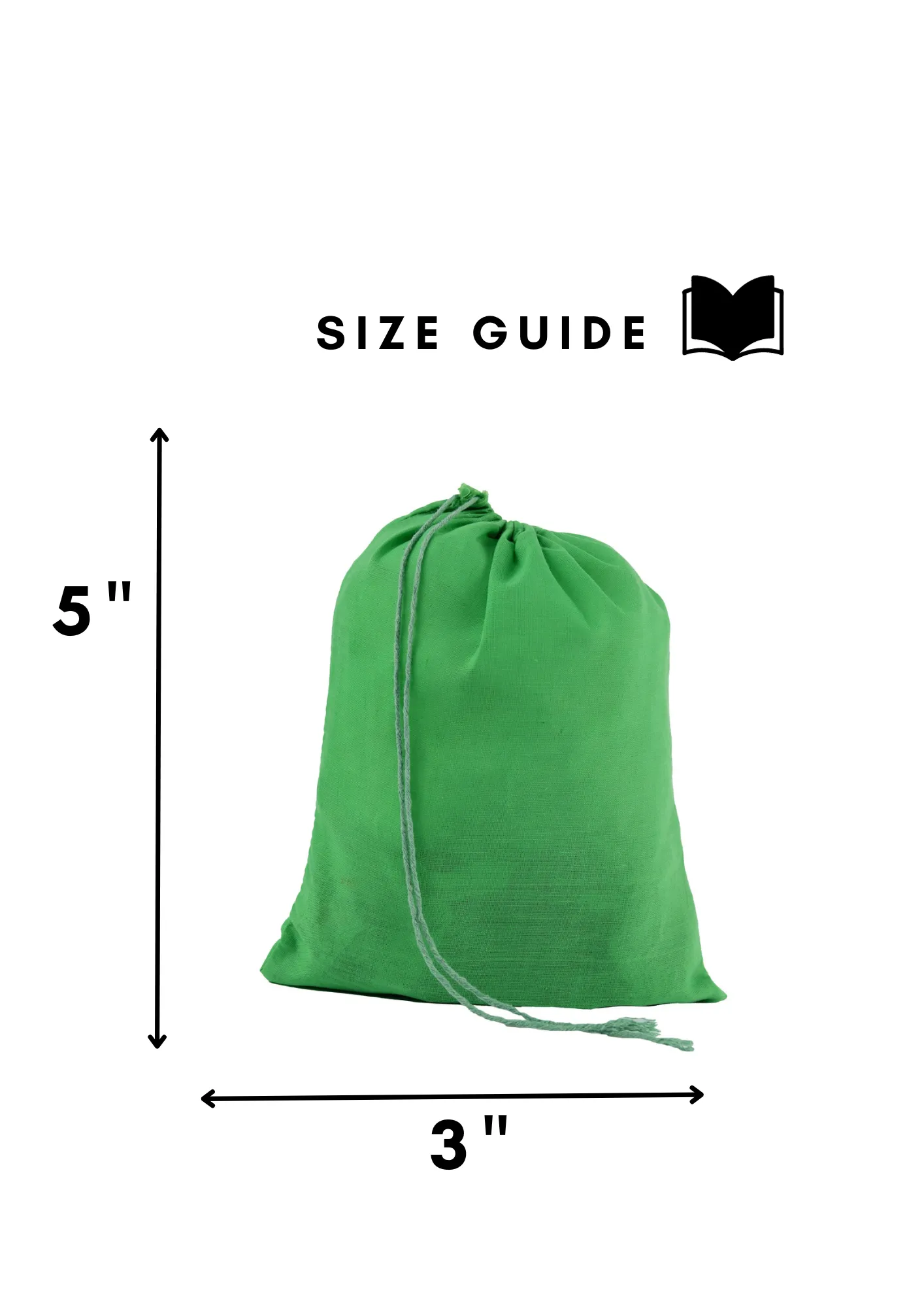 Green Cotton Single Drawstring Pouch for everyday use