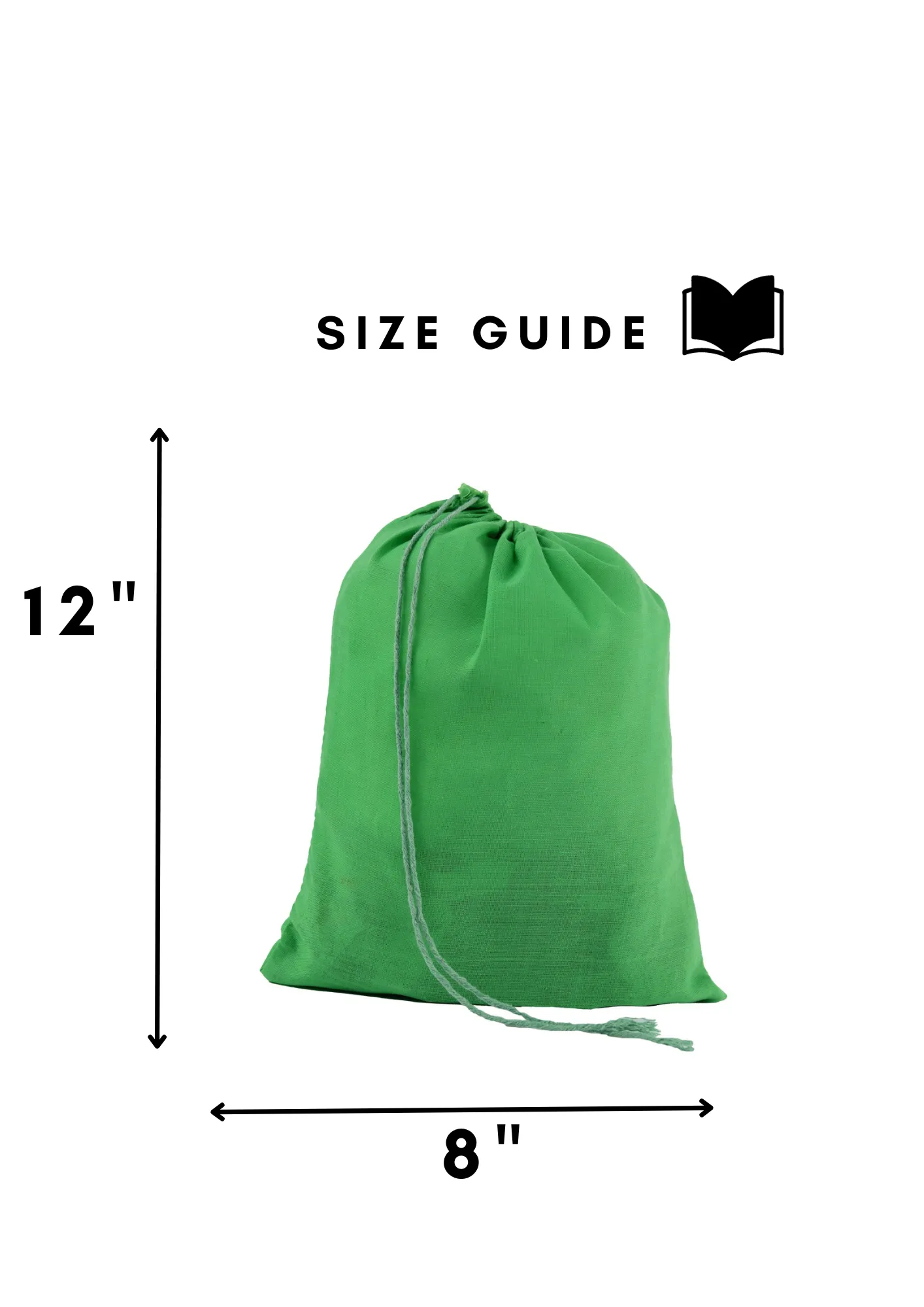 Green Cotton Single Drawstring Pouch for everyday use