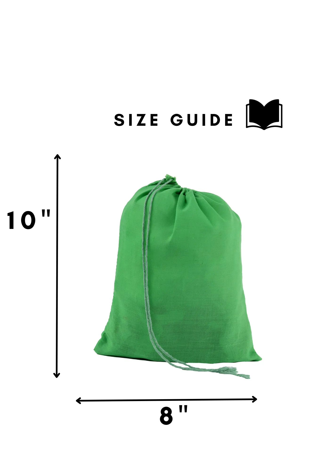 Green Cotton Single Drawstring Pouch for everyday use