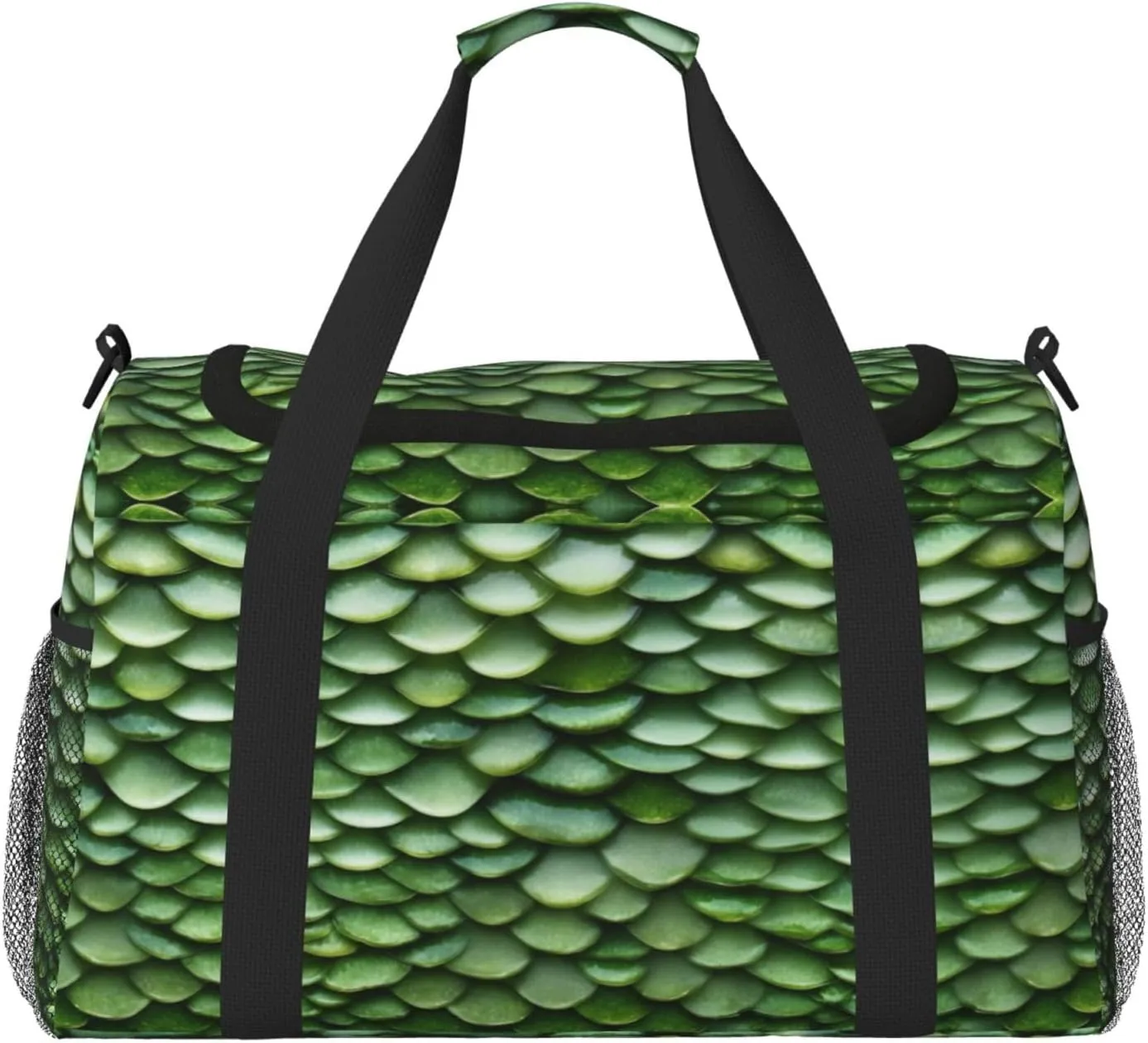 Green Fish Scales print Weekender Overnight Carry On Bag Gym Luggage Bag Duffel Bag for Travel Women