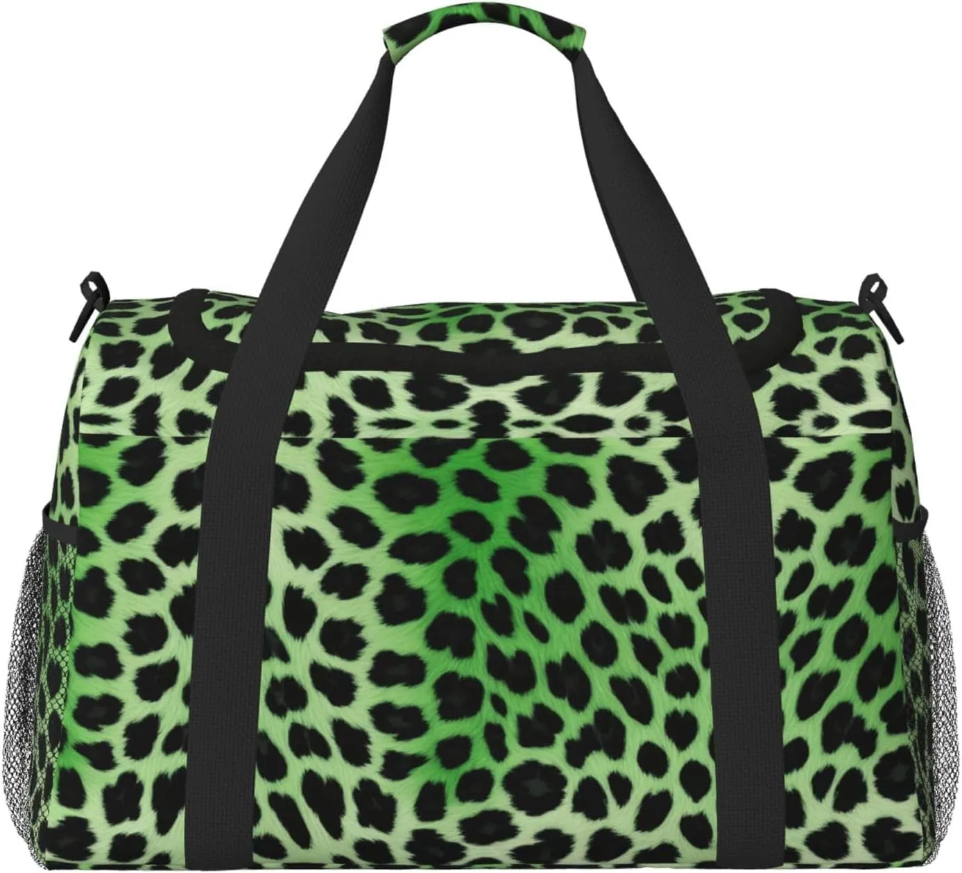 Green Leopard print Weekender Overnight Carry On Bag Gym Luggage Bag Duffel Bag for Travel Women