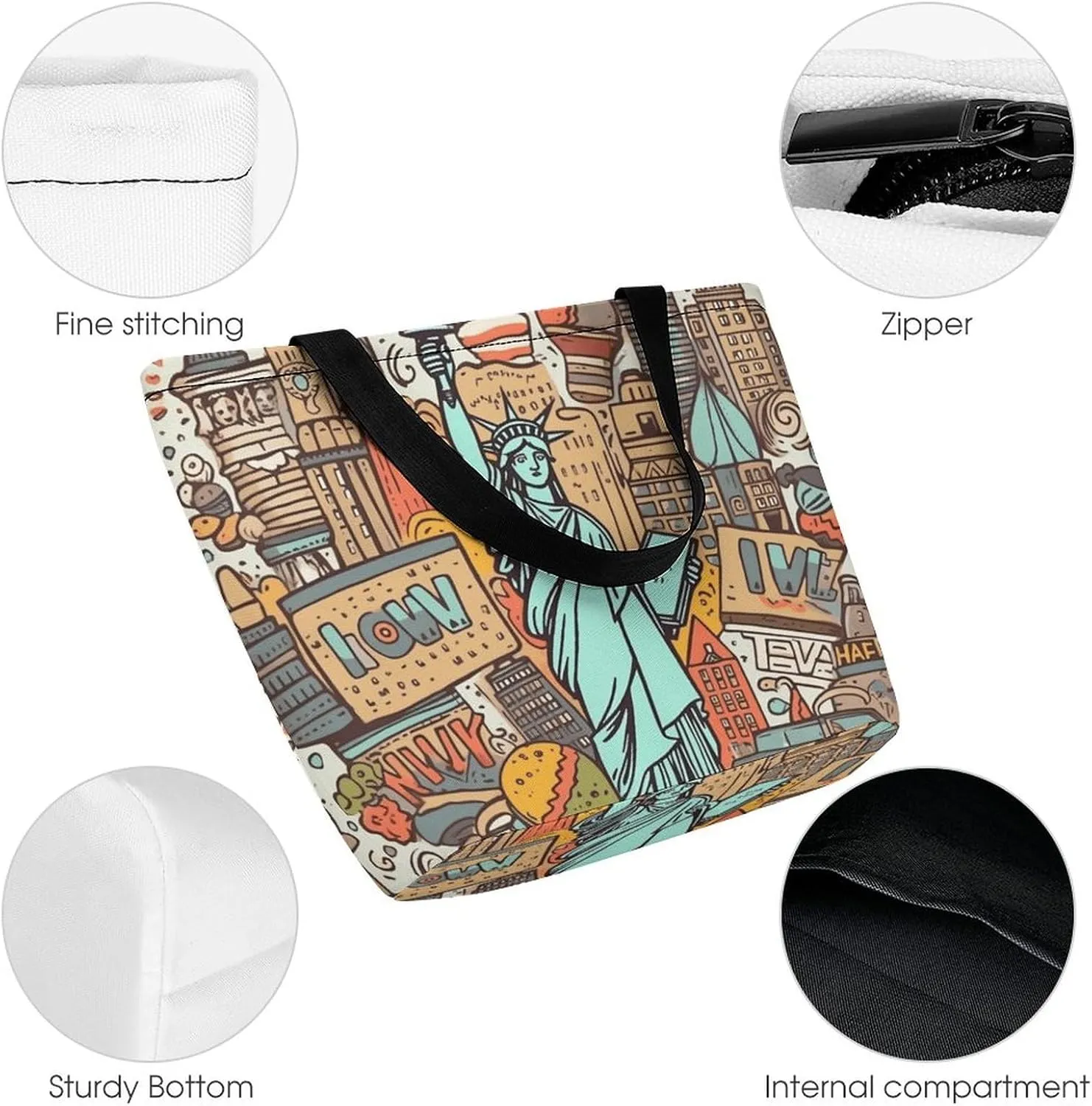 Grocery Bag Reusable Tote Bag Foldable Cartoon Alpaca Shopping Bag Handbag Washable Shoulder Bag for Travel