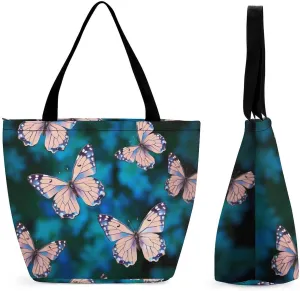 Grocery Bag Reusable Tote Bag Foldable Elephant And Baby Elephant Shopping Bag Handbag Washable Shoulder Bag for Work