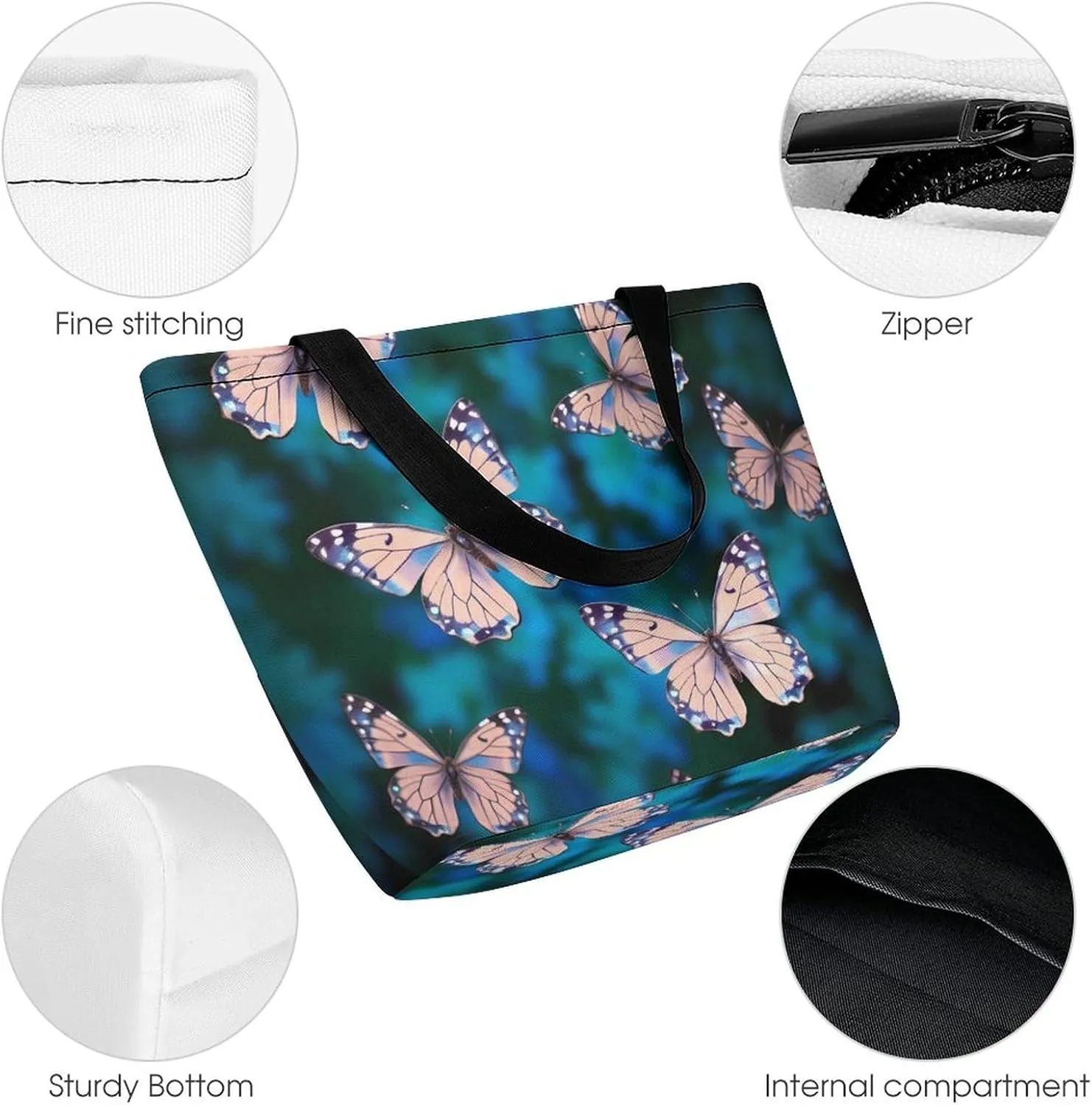 Grocery Bag Reusable Tote Bag Foldable Elephant And Baby Elephant Shopping Bag Handbag Washable Shoulder Bag for Work