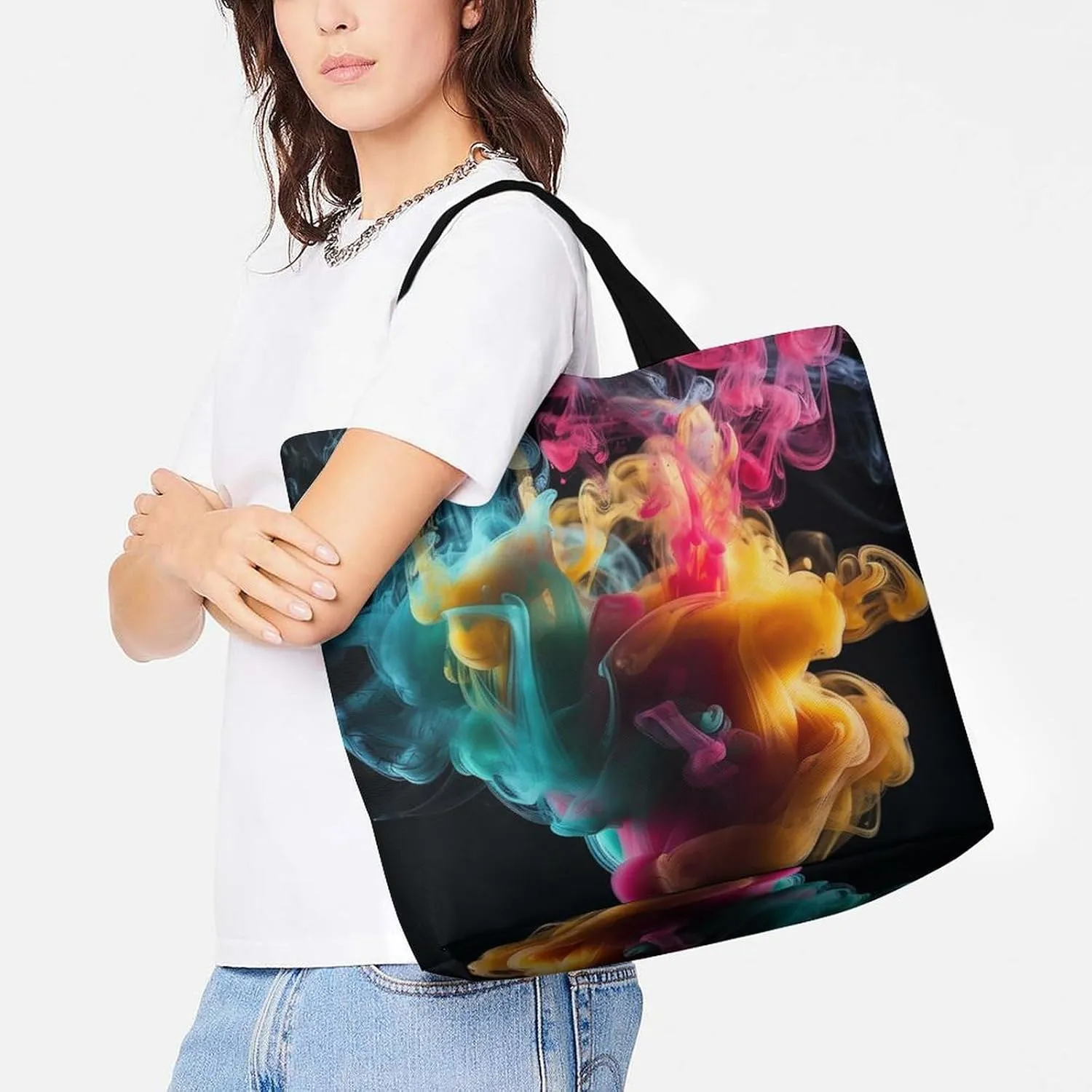 Grocery Bag Reusable Tote Bag Foldable Pirate Skull Shopping Bag Handbag Washable Shoulder Bag for Travel