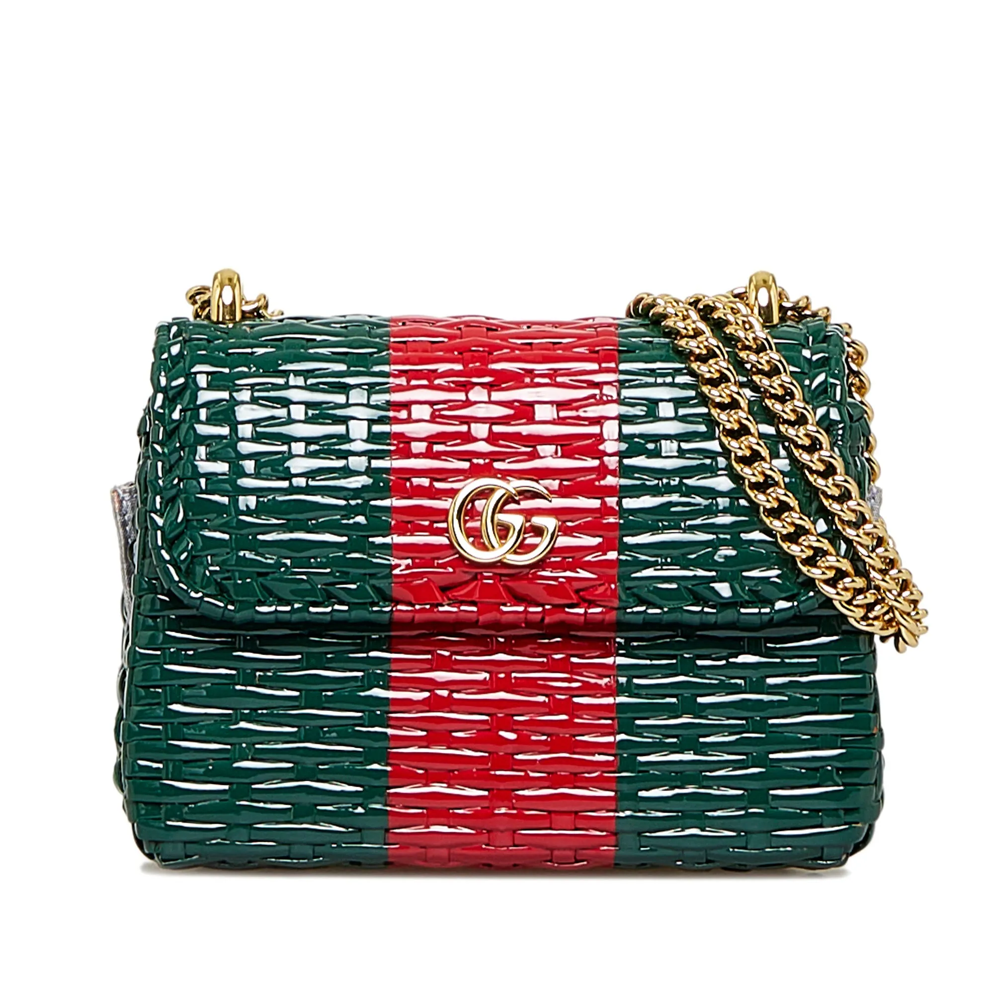 Gucci GG Marmont Wicker Green Rattan Gold