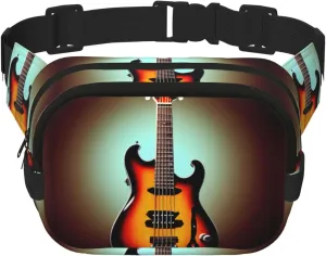 Guitar Bass Music Musical Instrument Print Square Double Layer functionality Waist Bag Unisex Crossbody Pack Travel Workout