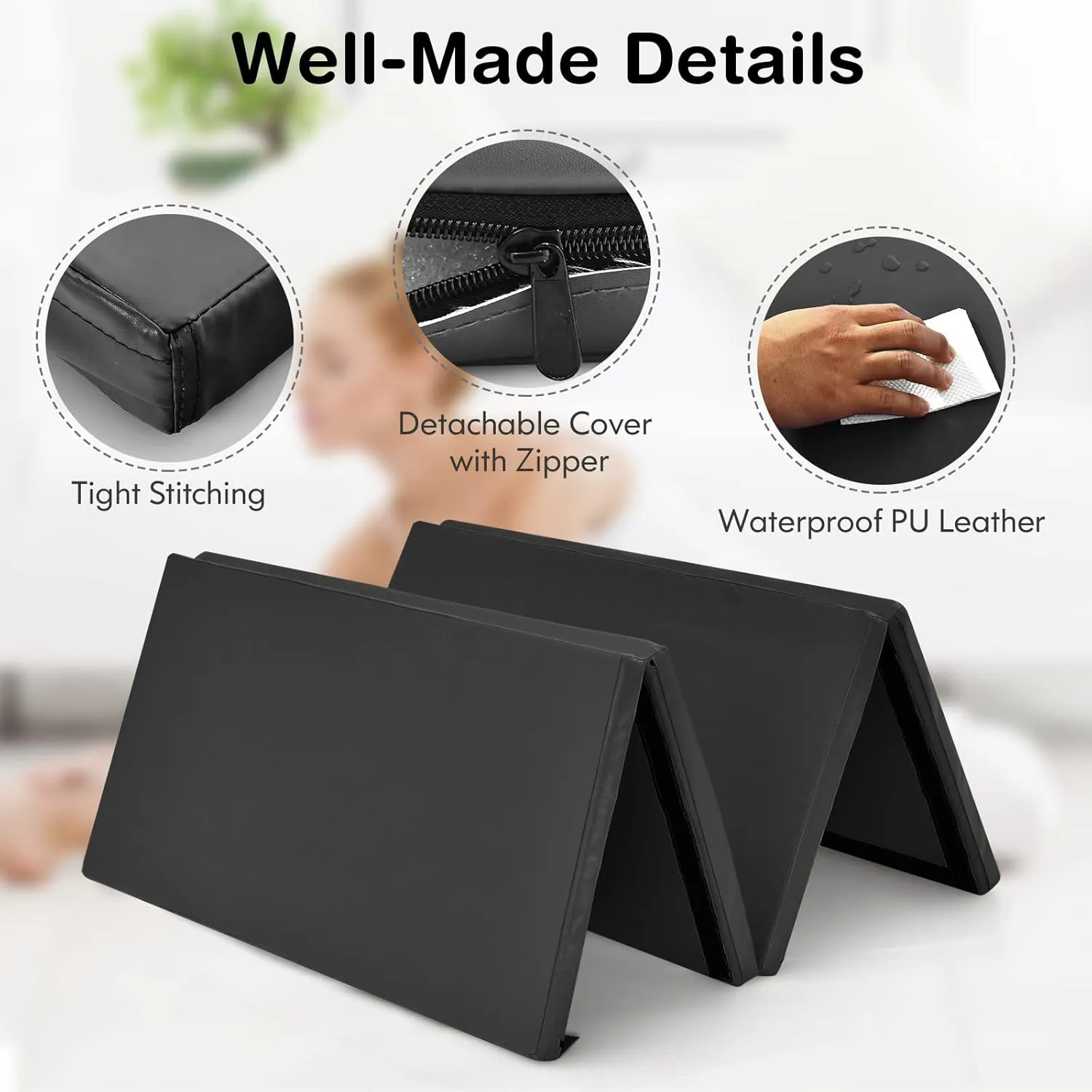 GYMAX Gymnastics Mat, 4 FT x 8 FT x 2 Inches Folding Exercise Mat w/Carry Handles & Sturdy Stitching Waterproof Cover, Tumbling Mat for Yoga Stretching Martial Arts Home Gym