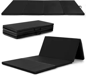 GYMAX Gymnastics Mat, 4 FT x 8 FT x 2 Inches Folding Exercise Mat w/Carry Handles & Sturdy Stitching Waterproof Cover, Tumbling Mat for Yoga Stretching Martial Arts Home Gym