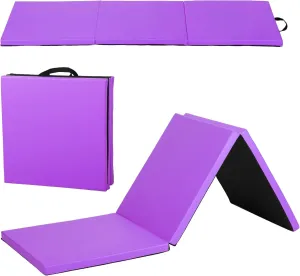 Gymnastics Tumbling Mat, 3 Folding Exercise Mat with Handle, All-Purpose Home Gym Mat for Tumbling, 6'x2'x2'