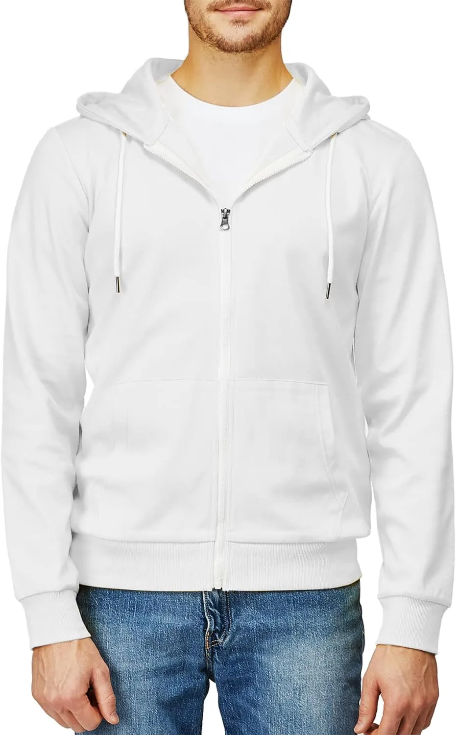 H2H Men's Zip Up Hoodie Lightweight Long Sleeve Basic Slim Fit Cotton SweatShirt with Pocket