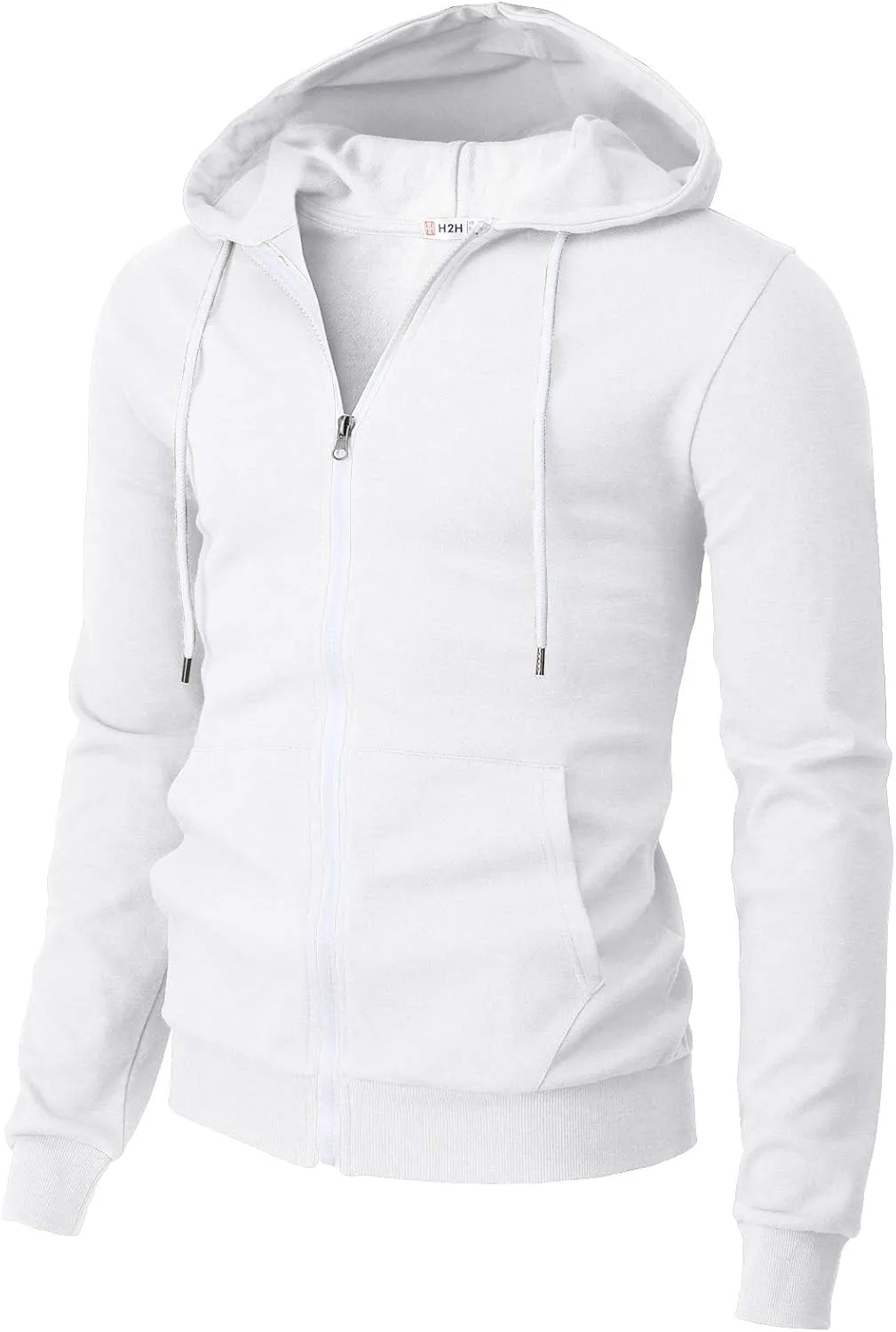 H2H Men's Zip Up Hoodie Lightweight Long Sleeve Basic Slim Fit Cotton SweatShirt with Pocket