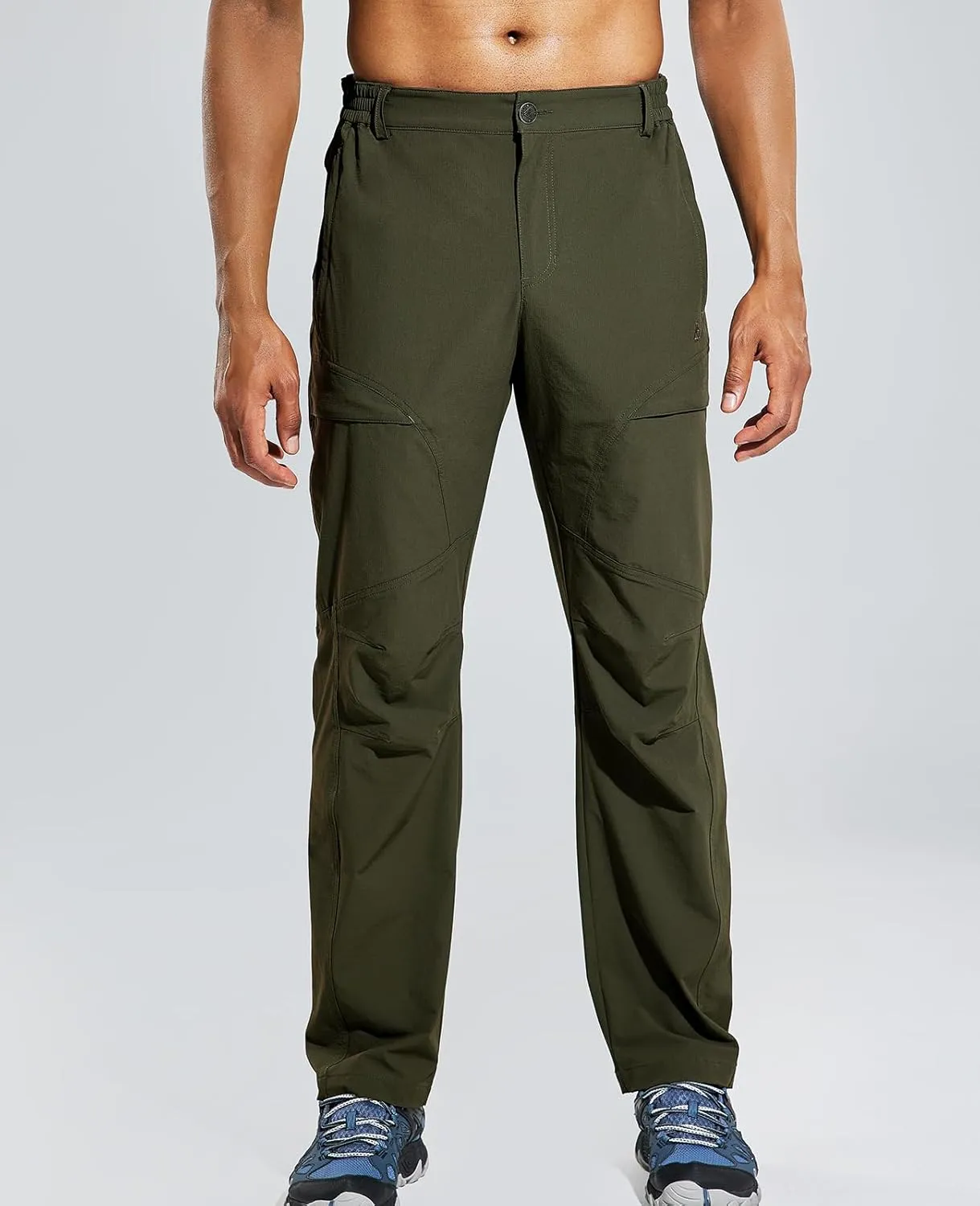 Haimont Men's Hiking Pants with 6 Zip Pockets Nylon Quick Dry Lightweight Outdoor Travel Cargo Pants, Water Resistant