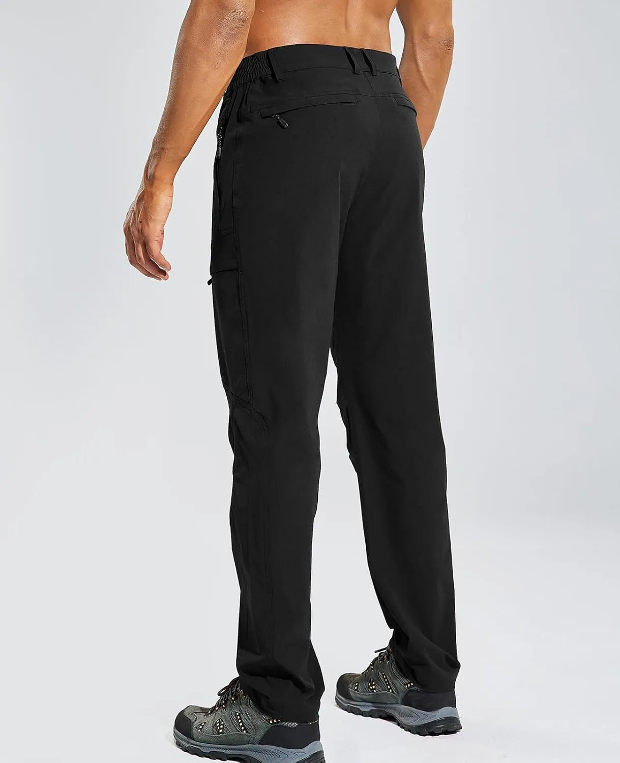 Haimont Men's Hiking Pants with 6 Zip Pockets Nylon Quick Dry Lightweight Outdoor Travel Cargo Pants, Water Resistant