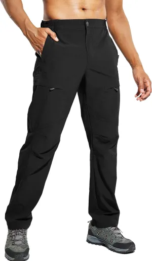 Haimont Men's Hiking Pants with 6 Zip Pockets Nylon Quick Dry Lightweight Outdoor Travel Cargo Pants, Water Resistant