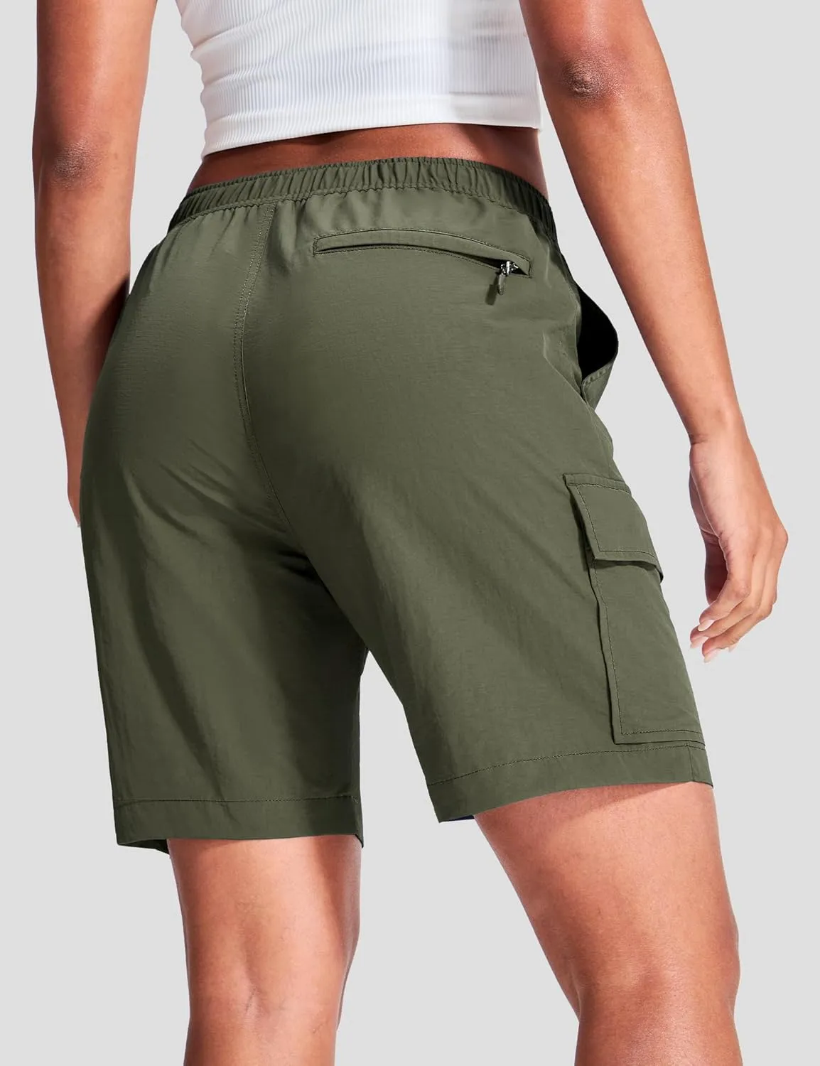 Haimont Women's 7 Inch Hiking Cargo Shorts with Belts Elastic Waist Nylon Quick Dry Water Resistant Camping Travel Trekking