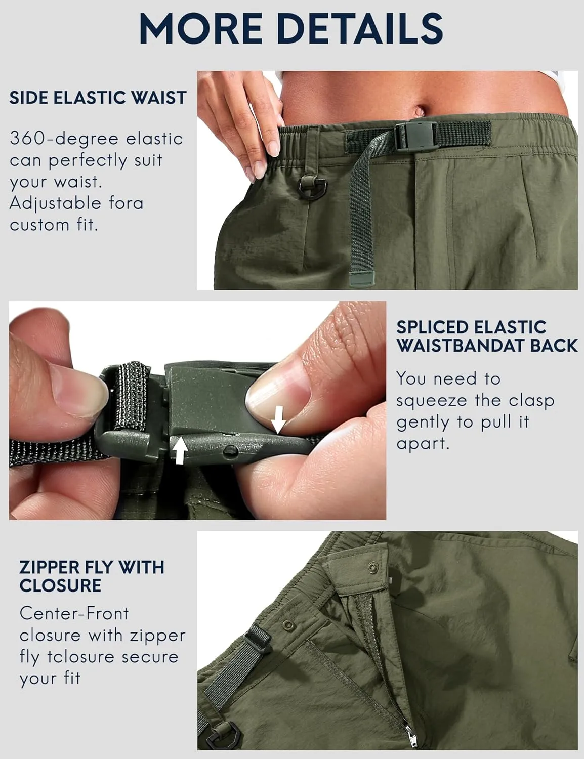 Haimont Women's 7 Inch Hiking Cargo Shorts with Belts Elastic Waist Nylon Quick Dry Water Resistant Camping Travel Trekking