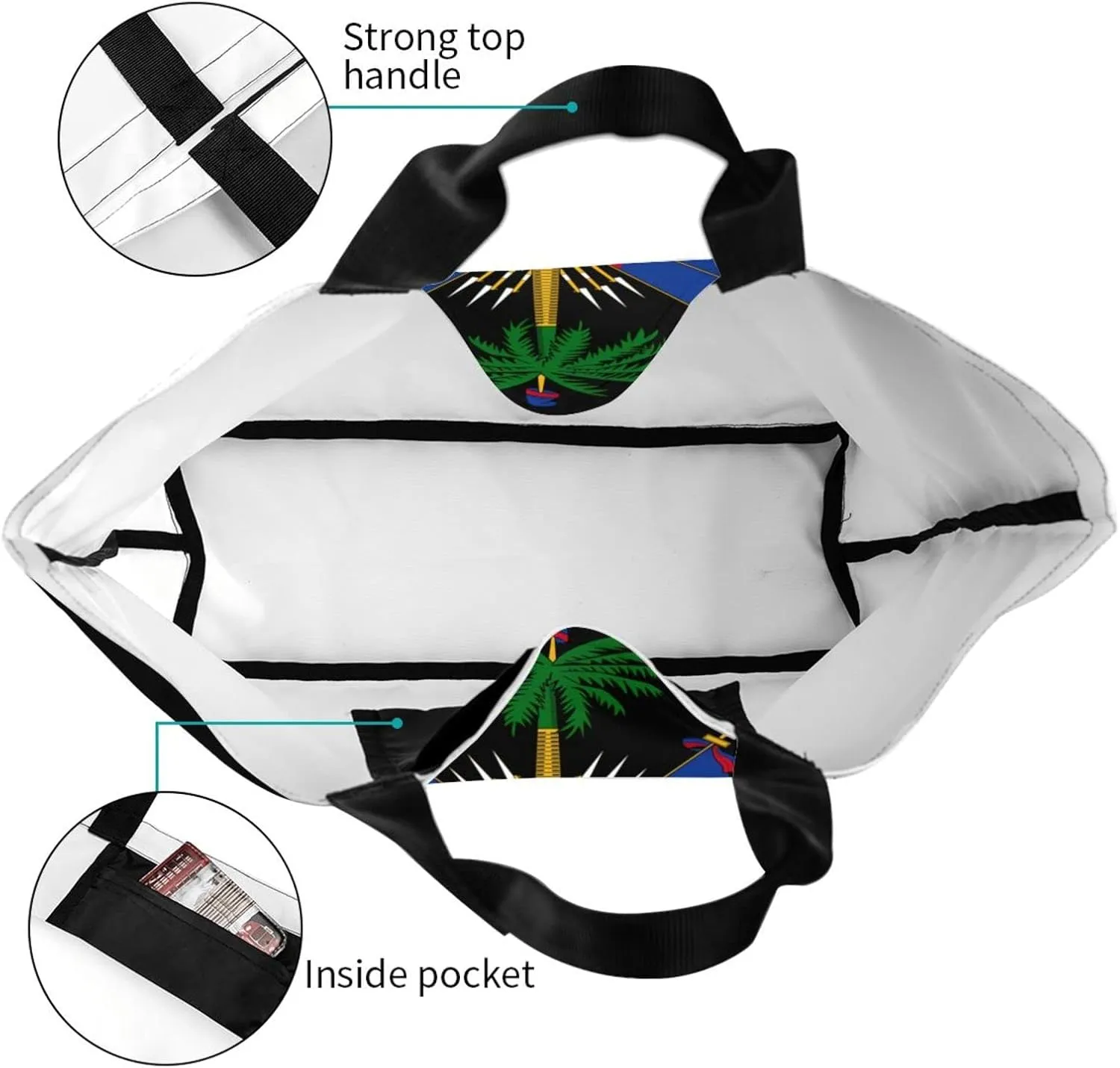 Haiti Haitian Flag Tote Bag Large Women Casual Shoulder Bag Handbag Cute Sling Bag For Women Men