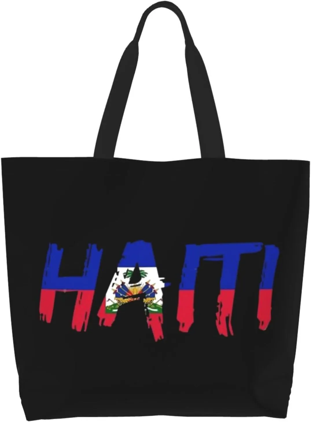 Haitian Canvas Tote Bag Haiti Flag Shoulder Bag Haiti Casual Grocery Bags Haitian Bags for Outdoor