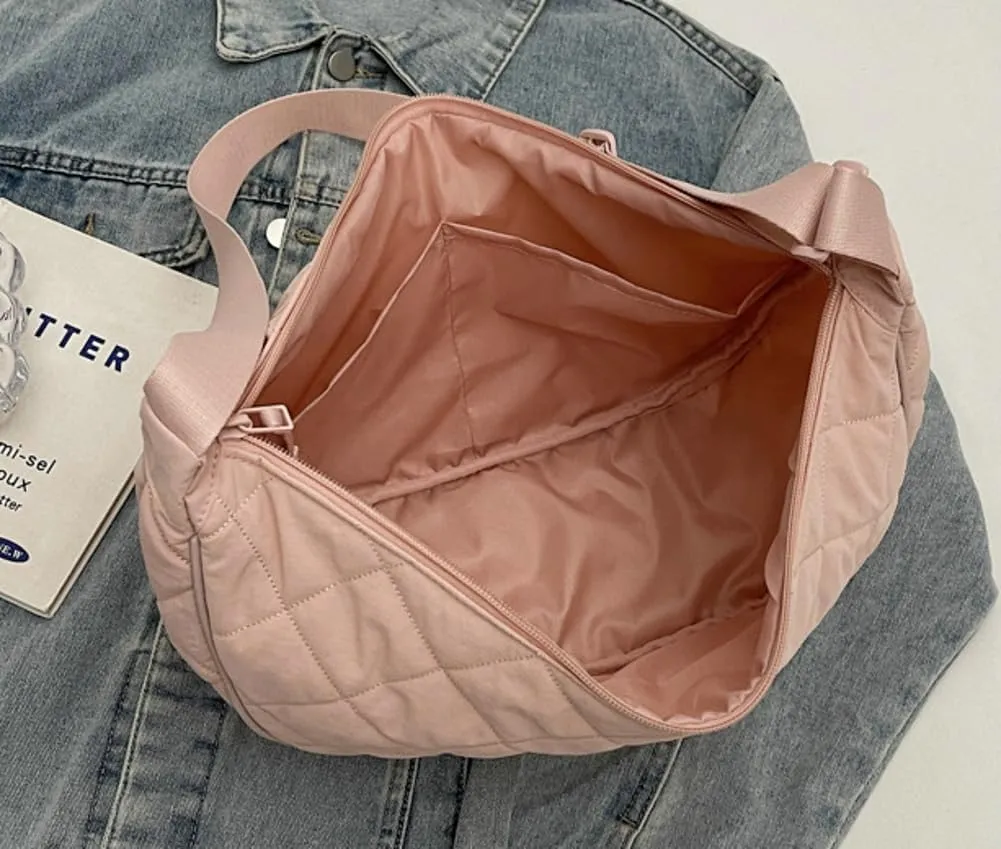 Hand Bags for Women 2024 Puffer Tote Bag Dumpling Bag Crescent Bag Nylon Crossbody Bags for Women Quilted Bag Commuter Tote