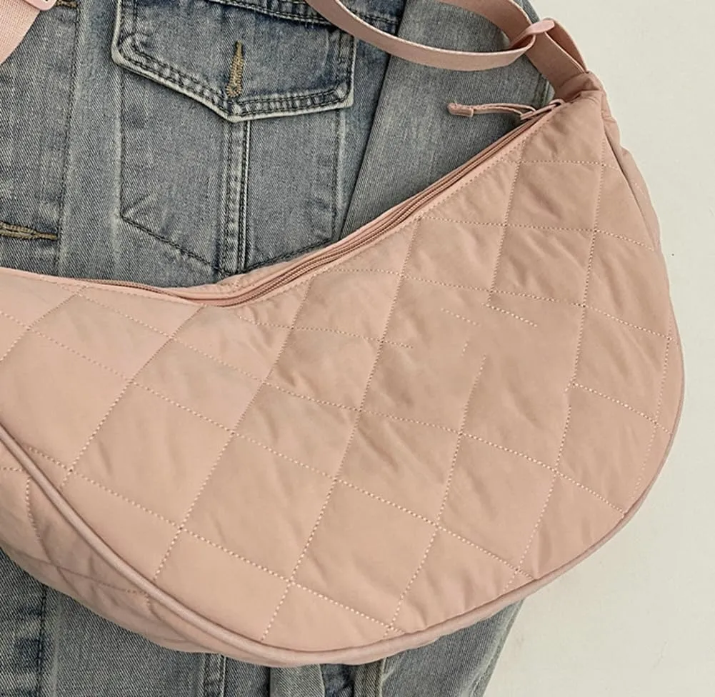 Hand Bags for Women 2024 Puffer Tote Bag Dumpling Bag Crescent Bag Nylon Crossbody Bags for Women Quilted Bag Commuter Tote