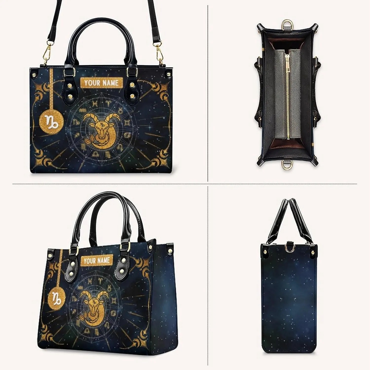 Handbags for Women - Personalized Leather Purse with Name - Tote Bags for Mom Grandma - Zodiac Gifts Ideas for Her