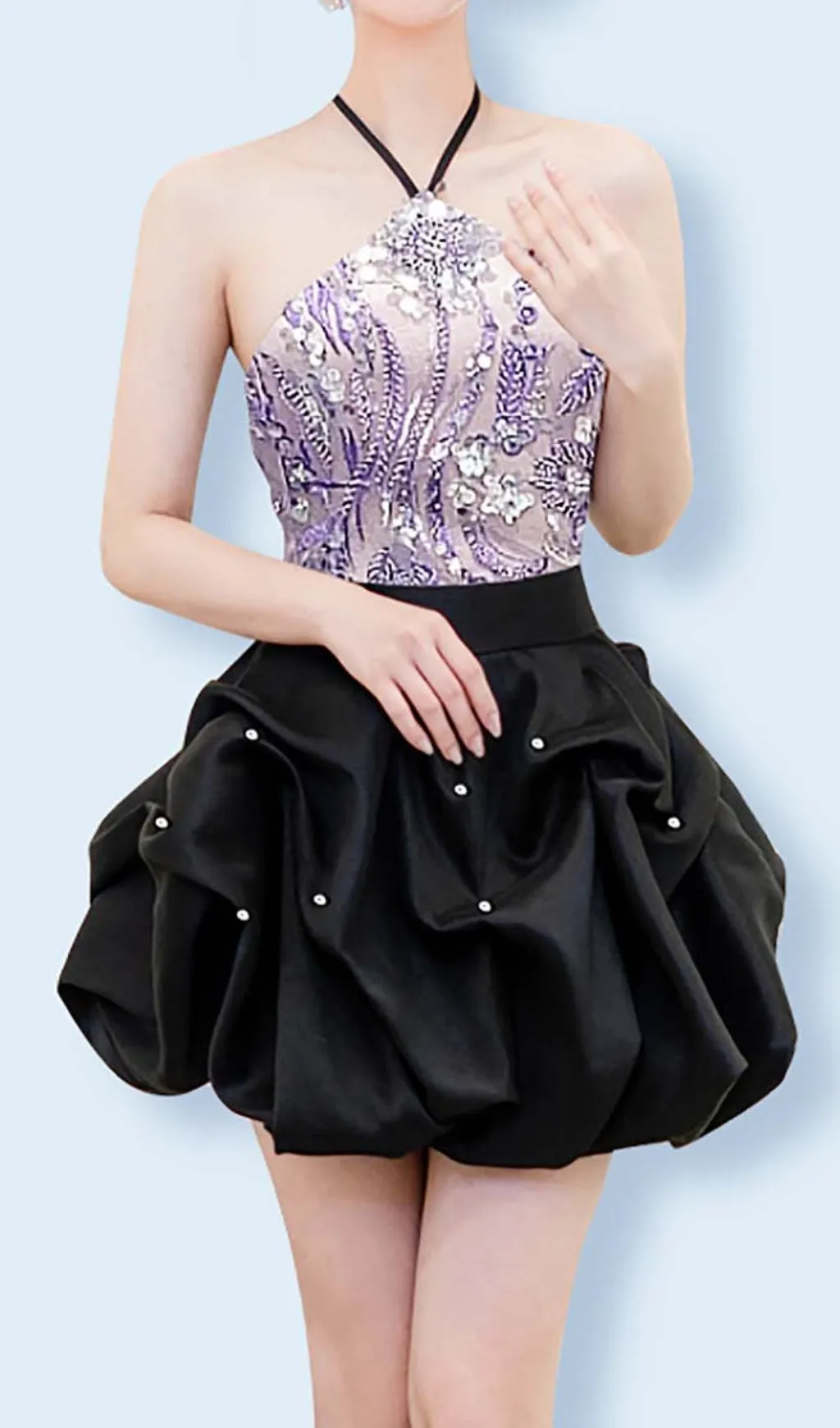HANGInG Neck BUD Mini Dress In Ombre Purple