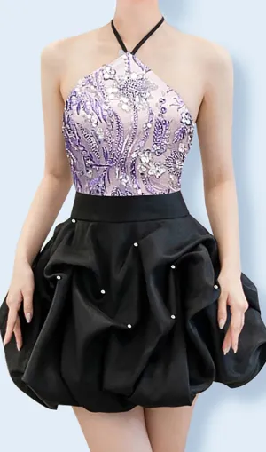 HANGInG Neck BUD Mini Dress In Ombre Purple