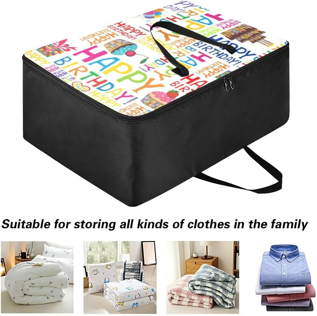Happy Birthday Storage Bags Extra Large Moving Bags with Strong Zippers and Carrying Handles, Zippered Storage Bag for Moving