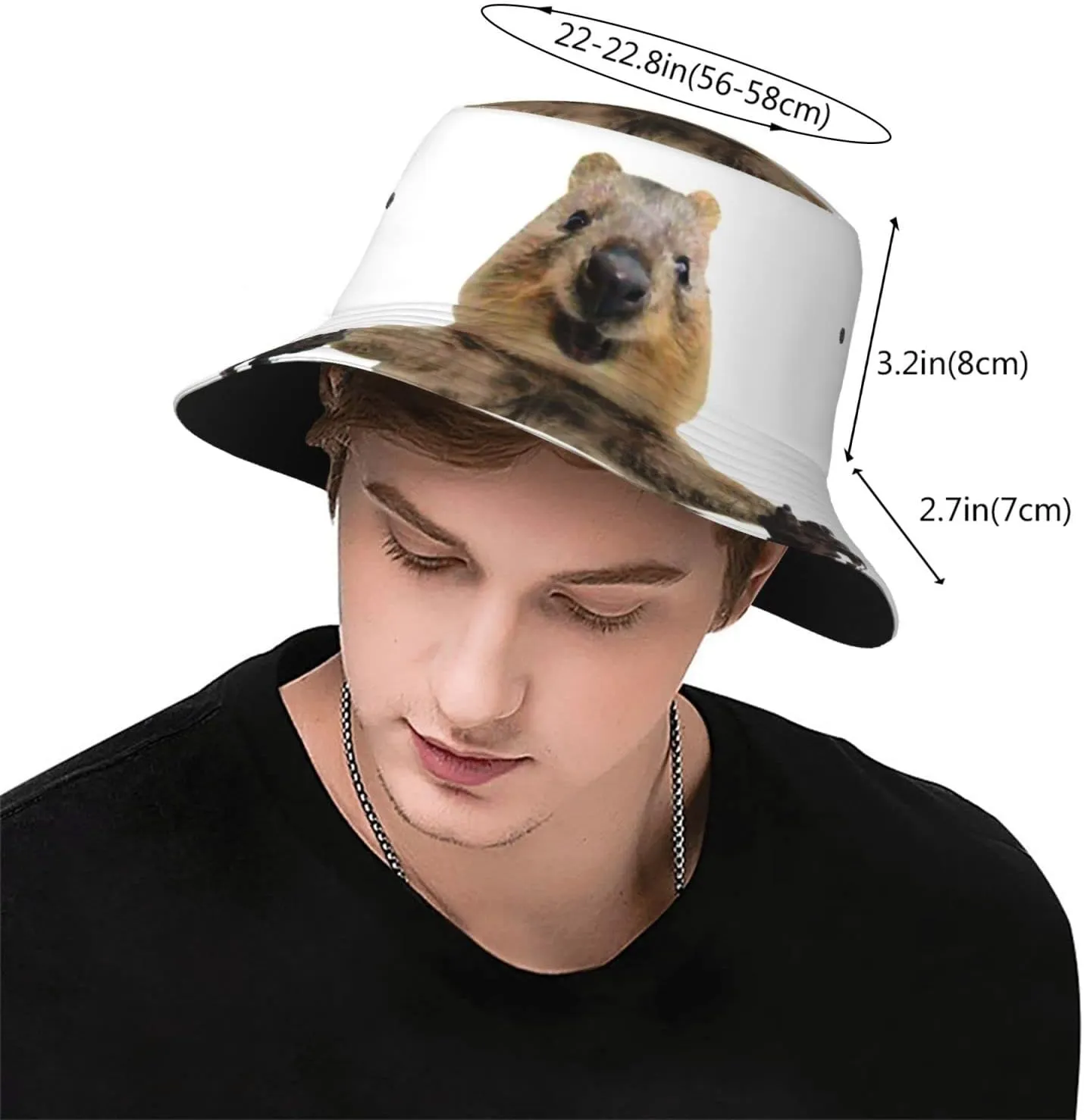 Happy Quokka Hug Funny Bucket Hat for Men Women Printed Fisherman Hat Packable Sun Cap Travel Outdoor Beach Caps