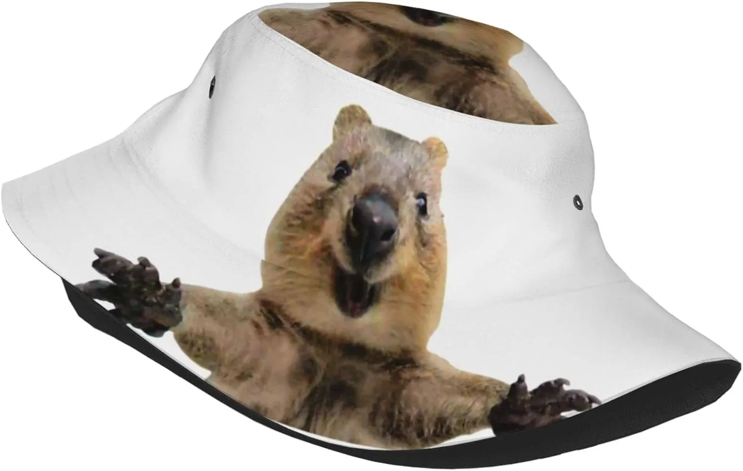 Happy Quokka Hug Funny Bucket Hat for Men Women Printed Fisherman Hat Packable Sun Cap Travel Outdoor Beach Caps
