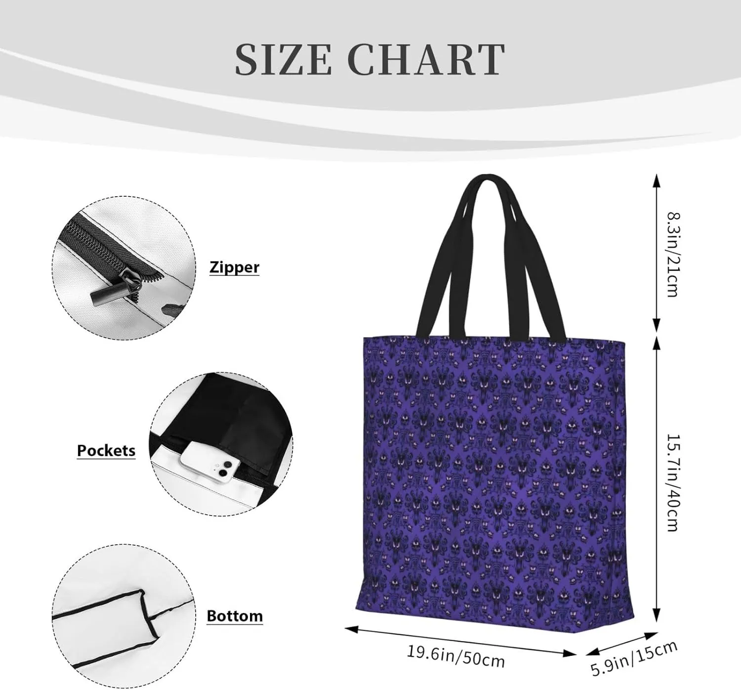 Haunted Mansion Duty Reusable Shopping One-Shoulder Bags – Large Tote Bags Are Foldable