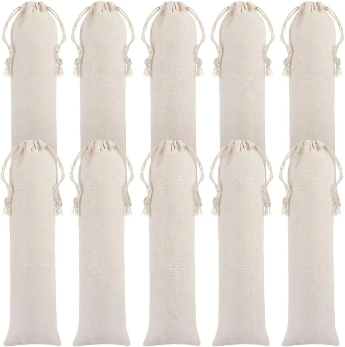 Hemoton 30Pcs Straw Travel Carrying Case Cotton and Linen Pouch Bag Portable Travel Cutlery Bag for Stainless Steel Drinking Straws Cutlery Fork Spoon Storage