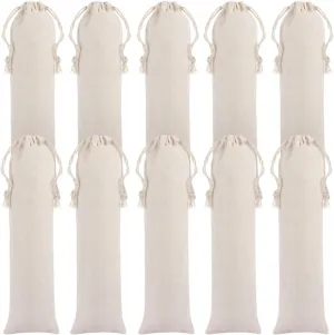 Hemoton 30Pcs Straw Travel Carrying Case Cotton and Linen Pouch Bag Portable Travel Cutlery Bag for Stainless Steel Drinking Straws Cutlery Fork Spoon Storage