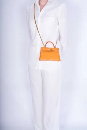 Hermès Kelly 20 Mini II Sellier Apricot Matte Alligator Gold Hardware