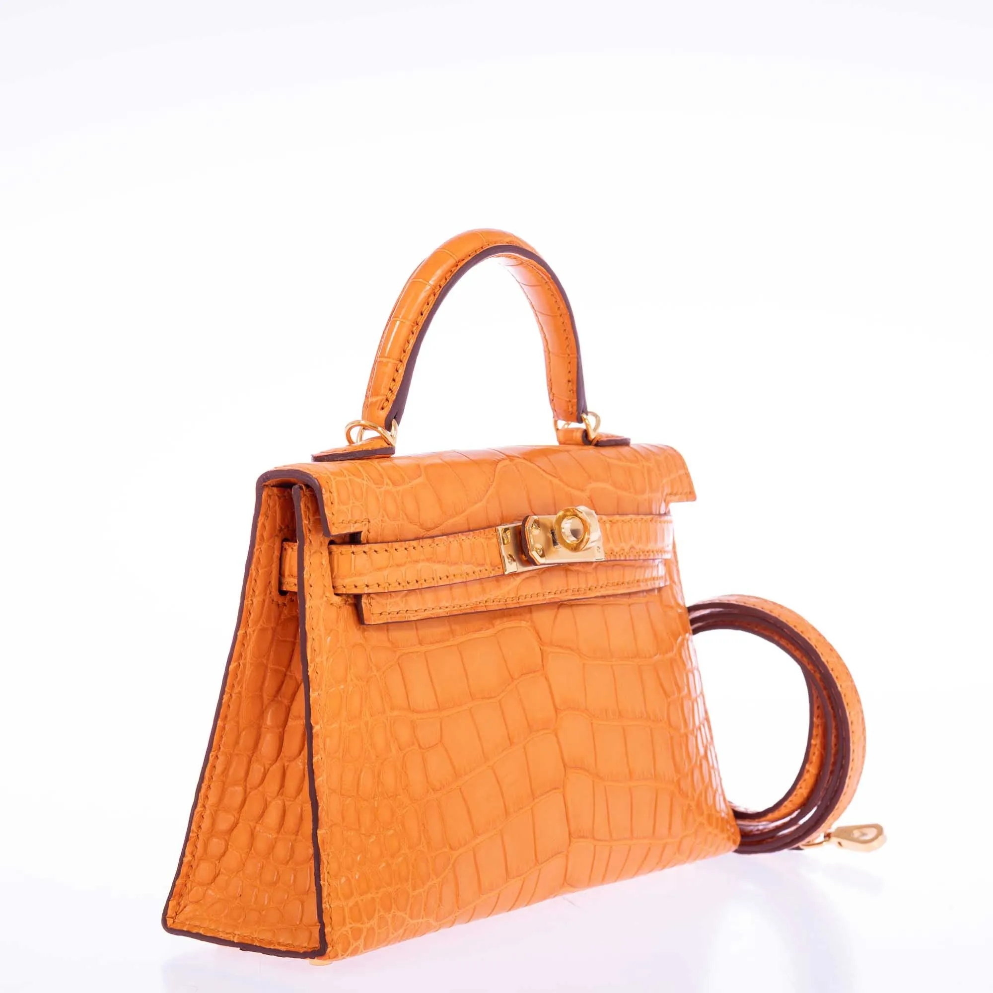 Hermès Kelly 20 Mini II Sellier Apricot Matte Alligator Gold Hardware