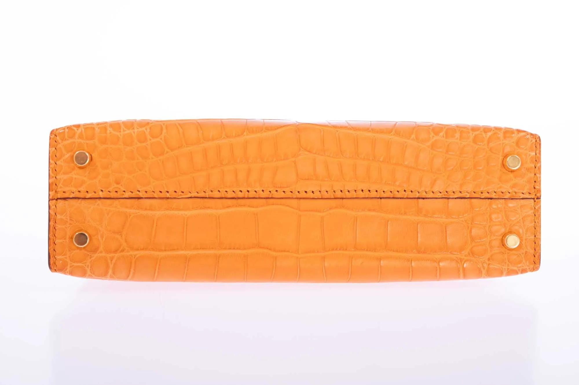 Hermès Kelly 20 Mini II Sellier Apricot Matte Alligator Gold Hardware