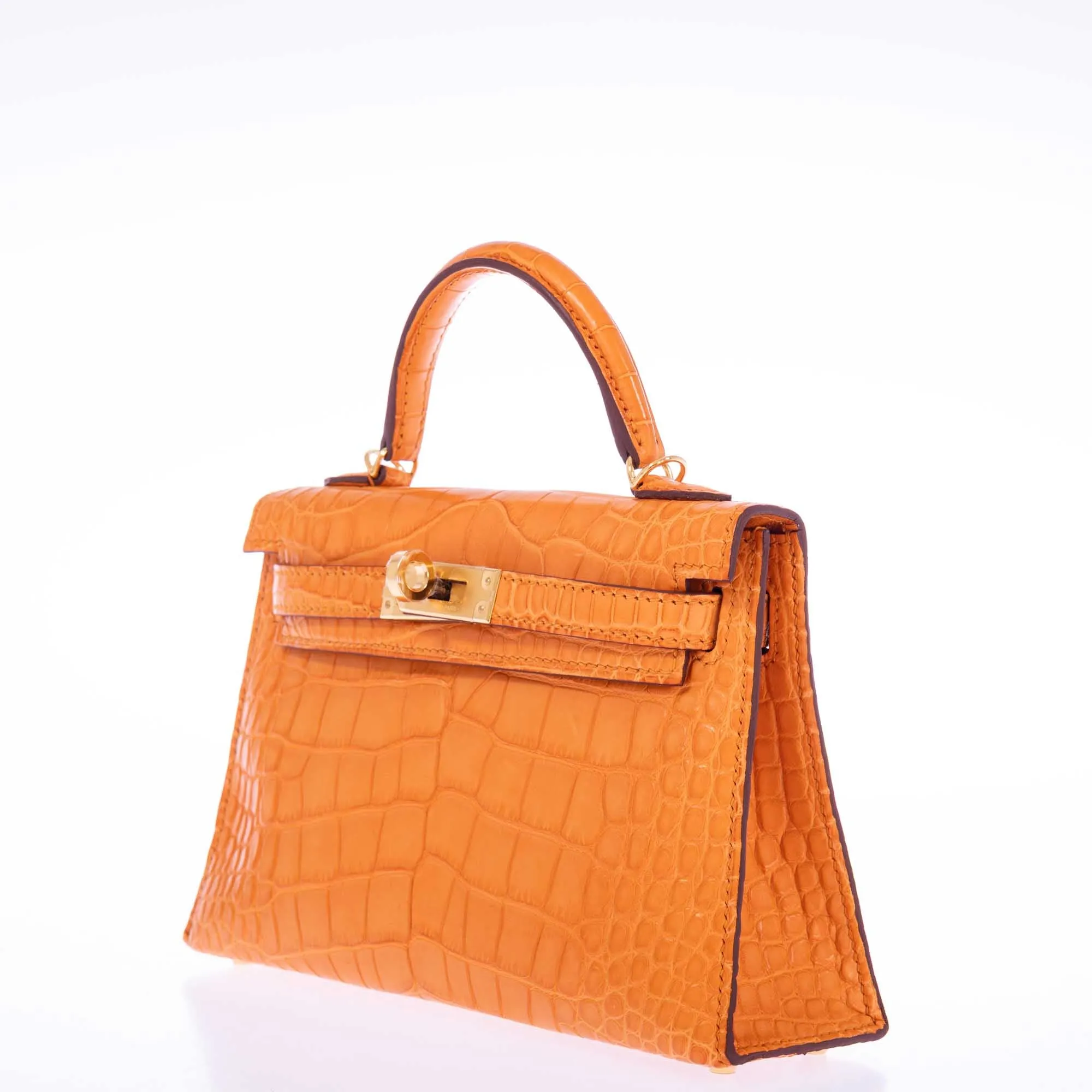 Hermès Kelly 20 Mini II Sellier Apricot Matte Alligator Gold Hardware