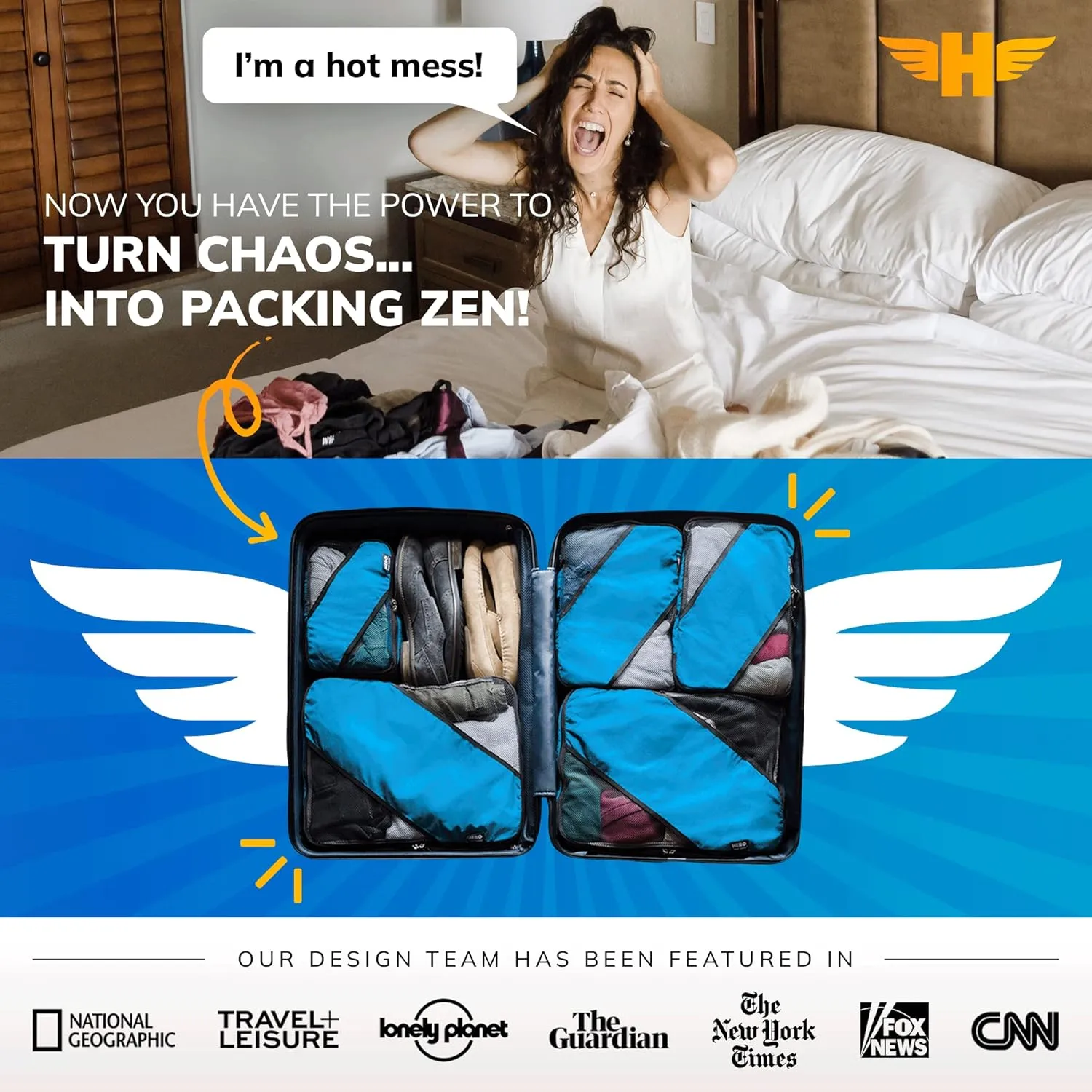 HERO Packing Cubes (3 Set) for Carry On Luggage with Bonus Laundry Bag
