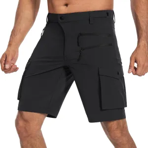 Hiauspor Men's Mountain Bike Shorts Stretch Cycling Quick Dry Hiking Cargo Shorts for Work Golf Fishing Tactical