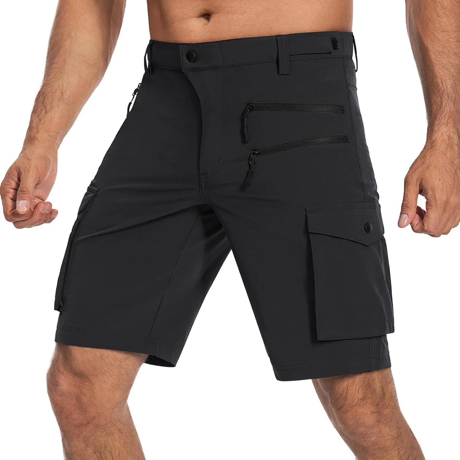 Hiauspor Men's Mountain Bike Shorts Stretch Cycling Quick Dry Hiking Cargo Shorts for Work Golf Fishing Tactical
