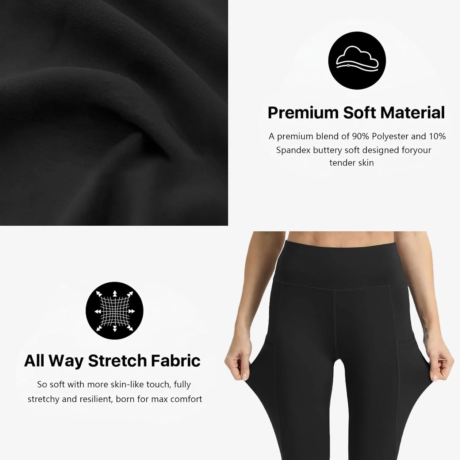 High Waisted Yoga Leggings for Women 4 Pack - Tummy Control Workout Capris with Pockets